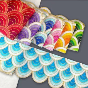 Ribete decorativo para prendas de vestir bordado con nubes