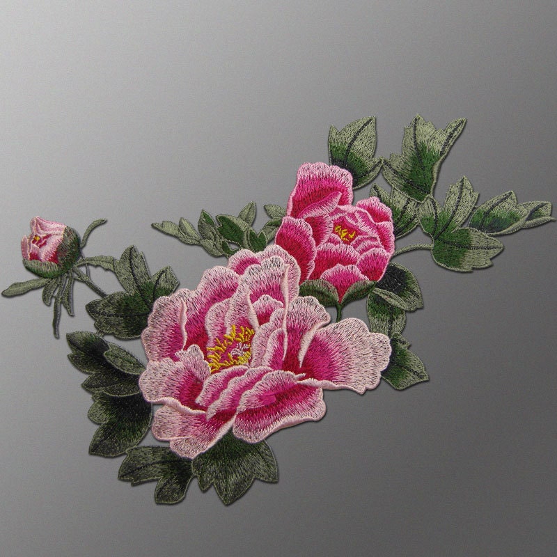 Large Peony embroidered applique patch  floral patch Clothing decoration patch