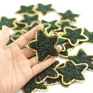 DIY Glitter Stars Iron on Appliques Gold Glitter Clovers 1 DIY Silver  Glitter for Clothes Accessories Iron on Patch 