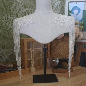 A pair Delicate Beaded and pearl  Applique Patch Supplies ,clothing wedding decoration patch