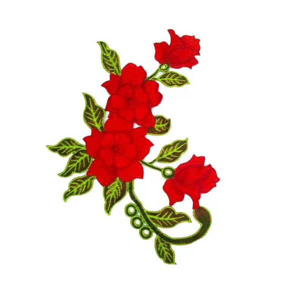 Large Red Peony Flower Embroidered Applique Patch - Sew On Embellishment For Clothes, Bags, Home Decor - View #6