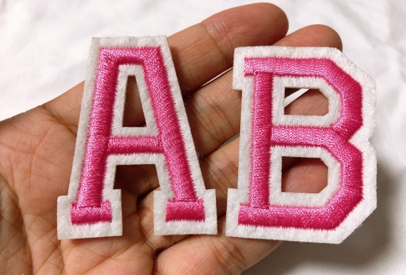 Pink Embroidered Letters or Numbers Applique Patch,iron on Name Letters  Patch for T-shirt or Coat,decoration Iron on Patches 