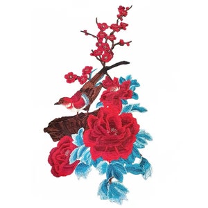 Flowers n bird embroidered   patch sew on patch   embroidered patch