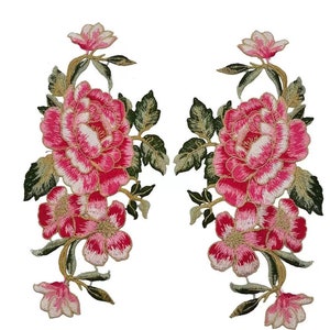 A pair  flowers Embroidered Applique Patch,Embroidery floral  Decorative Embroidery sewn On Patches