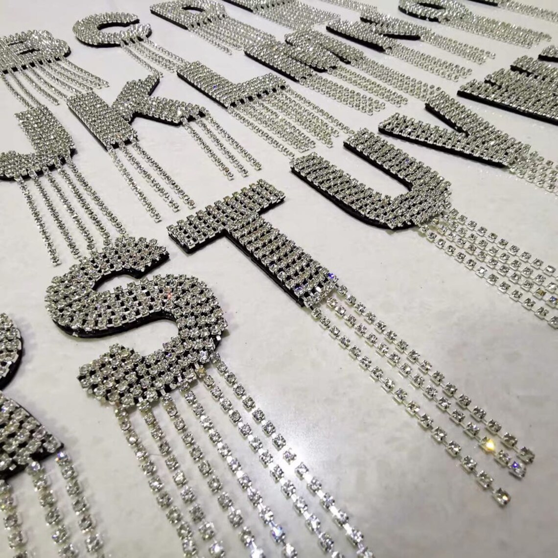 Rhinestone Letters With Tassels Patch Alphabet Embroidered - Etsy