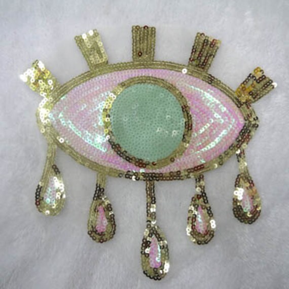 Eye sequined applique patch embroidered sew on patch sewing Etsy