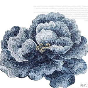 Black peony  flower  embroidered patch applique decoration patch sew on  applique