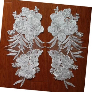 Large flower embroidered lace applique patch floral patch