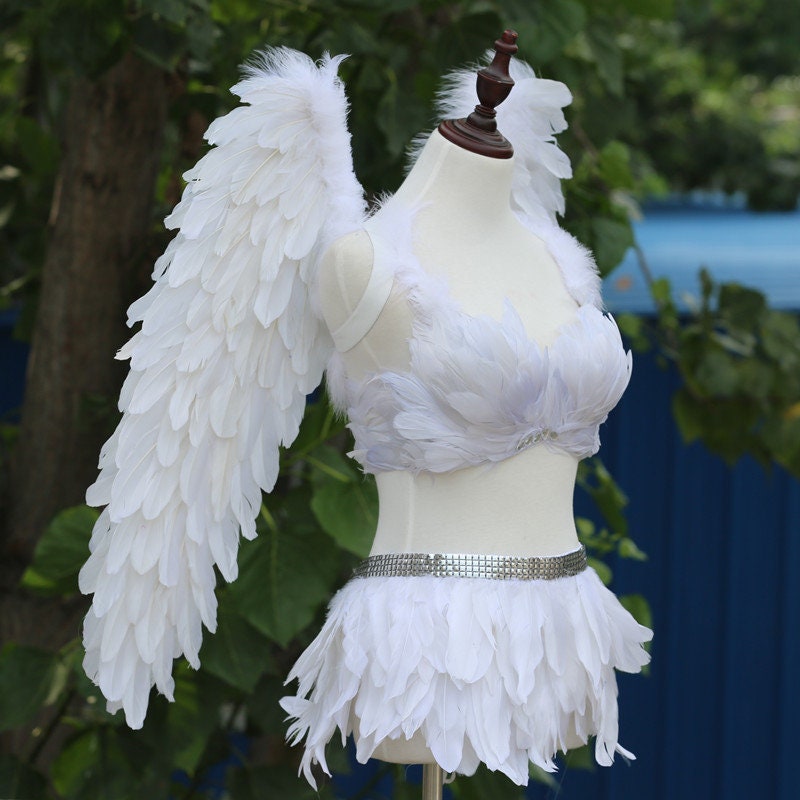 Disfraz de fiesta Alas de plumas blancas o negras, Alas de plumas de ángel  para trajes Fiesta de disfraces -  México