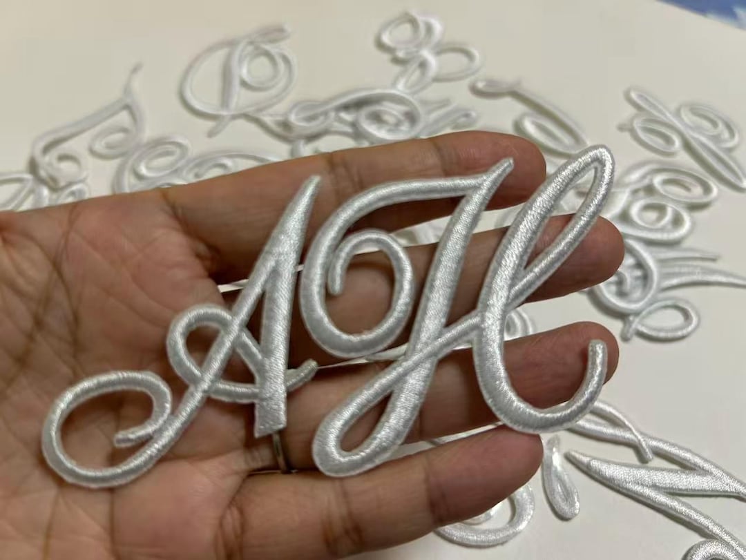 White or Black Embroidered Letters Applique Patch Design Name Letters ...