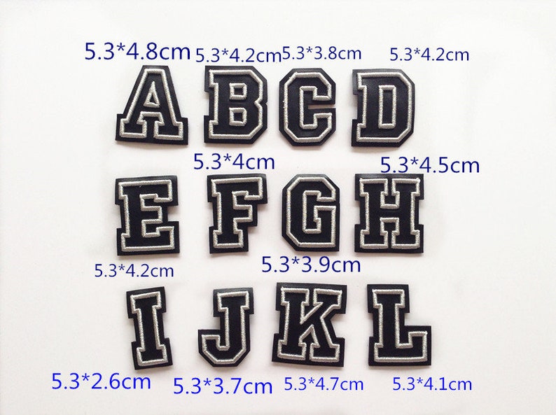 Black Letters Patch Alphabet Embroidered Applique Colorful Letters sew on Patches