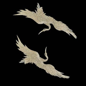 A pair crane light golden birds Applique Patch Supplies for Bag ,shoes ,clothing design