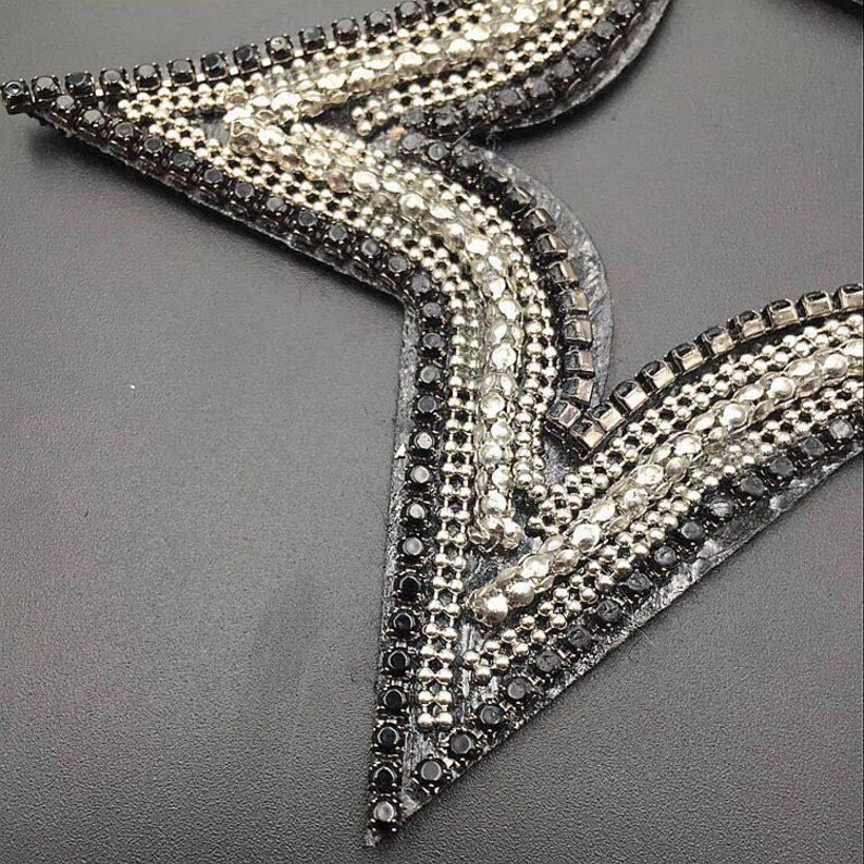 Beaded N Crystal Star Vintage Embroidered Applique Patch Etsy