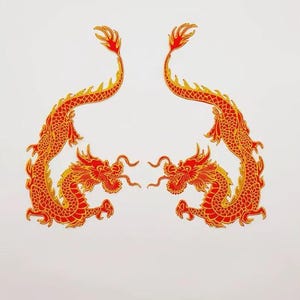 A pair dragon embroidered sequins  patch applique   iron on  decoration patch