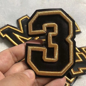 Black mixed golden number Patch Alphabet Embroidered Appliquel number sew on Patches