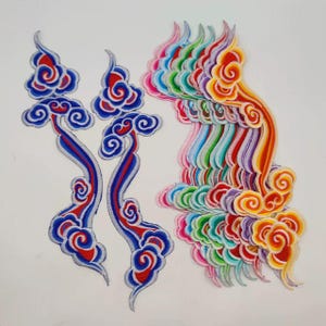 Parche bordado de nubes auspiciosas, aplique decorativo para ropa, parches termoadhesivos.