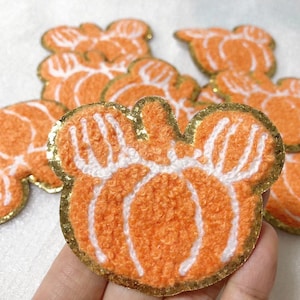 Halloween pumpkin sticker  Chenille Embroidered   Patch adhesive  patches- perfect to stick on the bag laptop or book