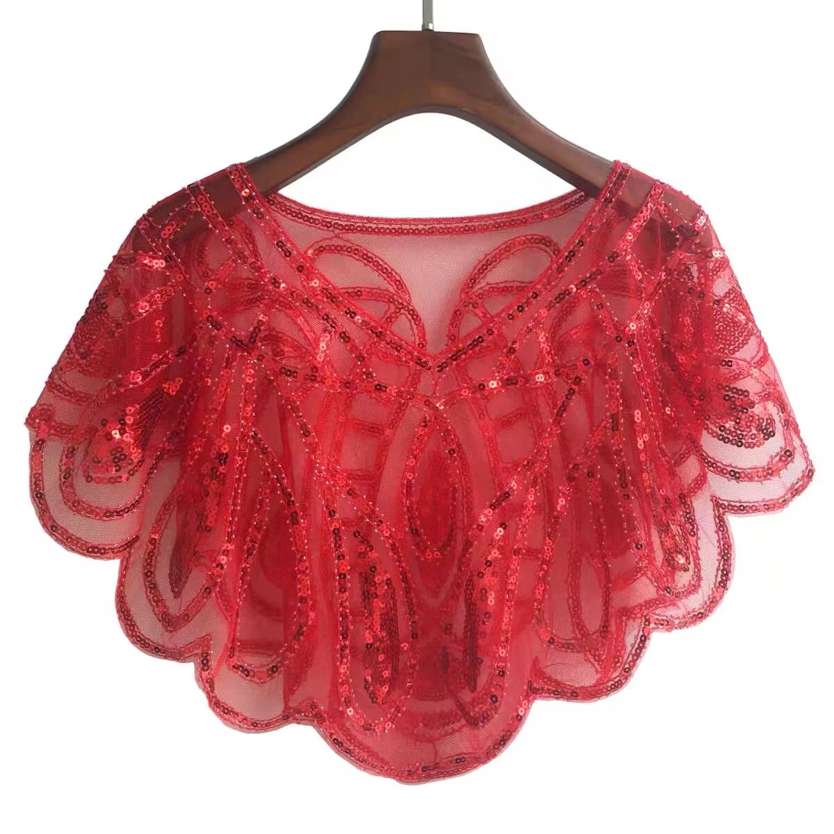 Flapper Sjaal | Kant Vintage Dames Kralen Sjaal | Capelet Omslagdoek