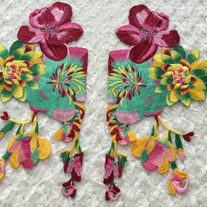 Gestickte Blume Aufnäher bunte Blumen Applikation Pullover oder Mantel Dekoration Flicken Nähen Accessoires ein Paar