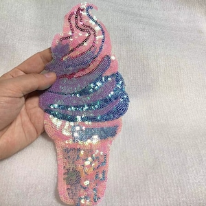 Ice Cream Sequined Applique Patch,Paillette Patch,Sequins Patch Supplies for Coat,T-Shirt,Costume Decoration Patches