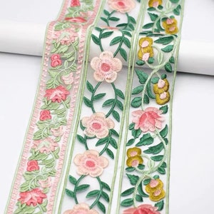 Embroidery lace trim ,Flower Embroider Ribbon, Bridal Bow Ribbon,  Lace Ribbon for clothing decoration