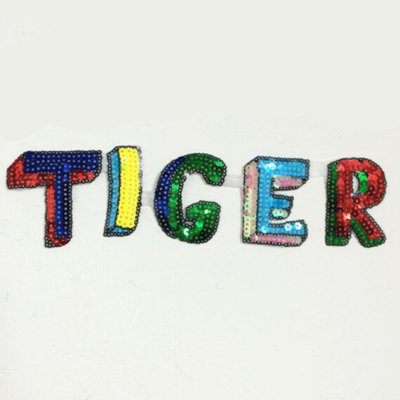 3D TIGER Letter Sequined Applique Patch Cloth Decoration Sew Etsy