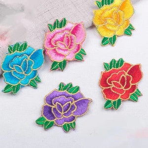 Peony   Embroidered Flower applique   colorful floral patch Sweater Or Coat decoration patch