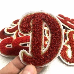 Red chenille Letters Patch Alphabet Embroidered Applique green Letters iron on Patches