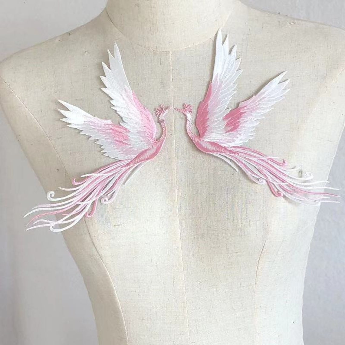 A Pair Phoenix Applique Embroidered Fabric Applique Iron on Etsy UK