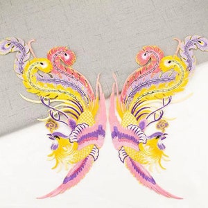 One pair  Phoenix  patch applique embroidered fabric applique sew on patches for Stage performance clothing