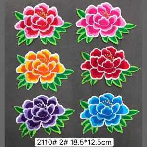 Peony embroidered floral patch iron on flower patch fashion patch