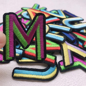 Mutiple color Letters Patch Alphabet Embroidered Applique Colorful Letters iron on Patches