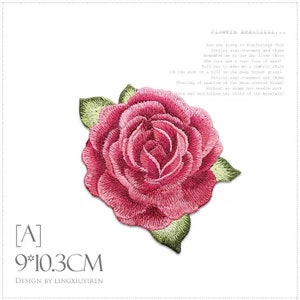 Peony flower  floral embroidered patch fashion Applique sew on Patch