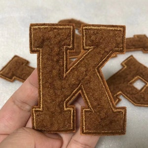 Brown sewn on chenille Letters Applique Patch design Name Letters Patch for T-Shirt or Coat or jeans Patches