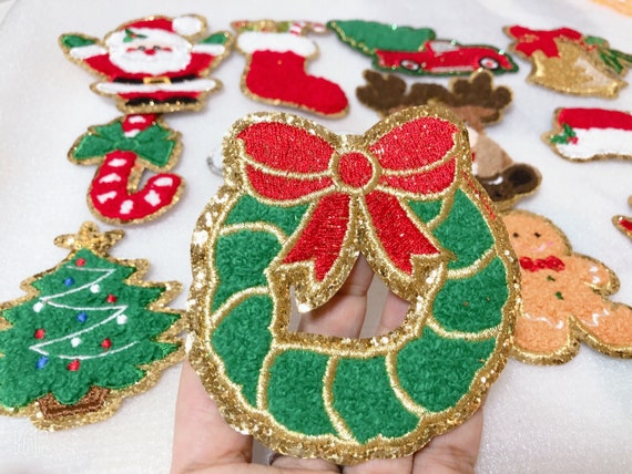Embroidery Chenille Christmas Patch, Iron on Patches