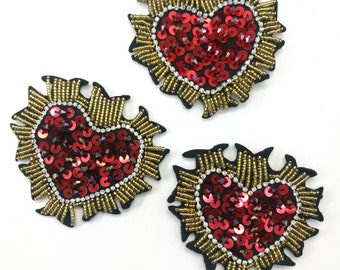 Delicate Embroidery Beaded Heart Sequined Applique Patch,Sequins Heart Patch Supplies for Bag ,shoes ,clothing design