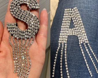 Strassletters met kwastjes Patch alfabet geborduurde appliqué kristallen letters patches