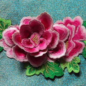 3D Peony embroidered applique floral patch Dress decoration patch iron on patch