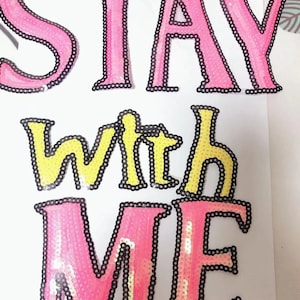 Stay with me  Sequined Applique Patch,Paillette Patch,Sequins Heart Patch Supplies for Coat,T-Shirt,Costume Decorative Patches