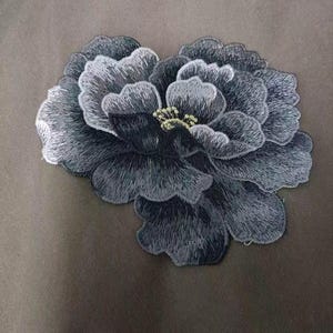 Black peony  flower  embroidered patch applique decoration patch sew on  applique