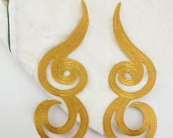 1 paire d'appliques de broderie à repasser en or ou en argent, patchs décoratifs pour vêtements