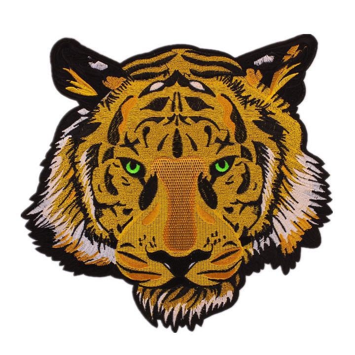 Tiger head embroidered patch vintage fashion embroidered fabric clothes applique