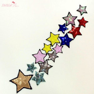 15 pcs little colorful stars sequins patch applique  embroidered patch clothing decoration patch