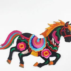Parche de aplique bordado de caballo, parche de animal, aplique para decoración de ropa, parche para planchar