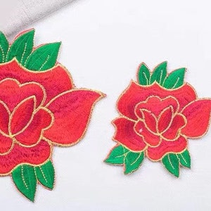 Peony Embroidered Flower applique colorful floral patch Sweater Or Coat decoration patch image 2