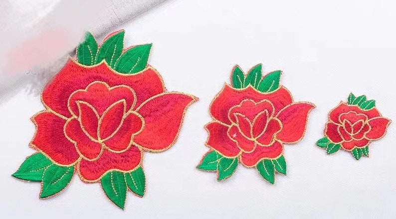 Peony Embroidered Flower applique colorful floral patch Sweater Or Coat decoration patch image 2