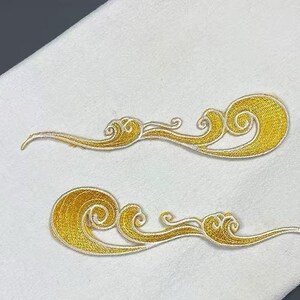 Parche bordado con diseño de nubes auspiciosas, aplique para ropa, decoración termoadhesiva.