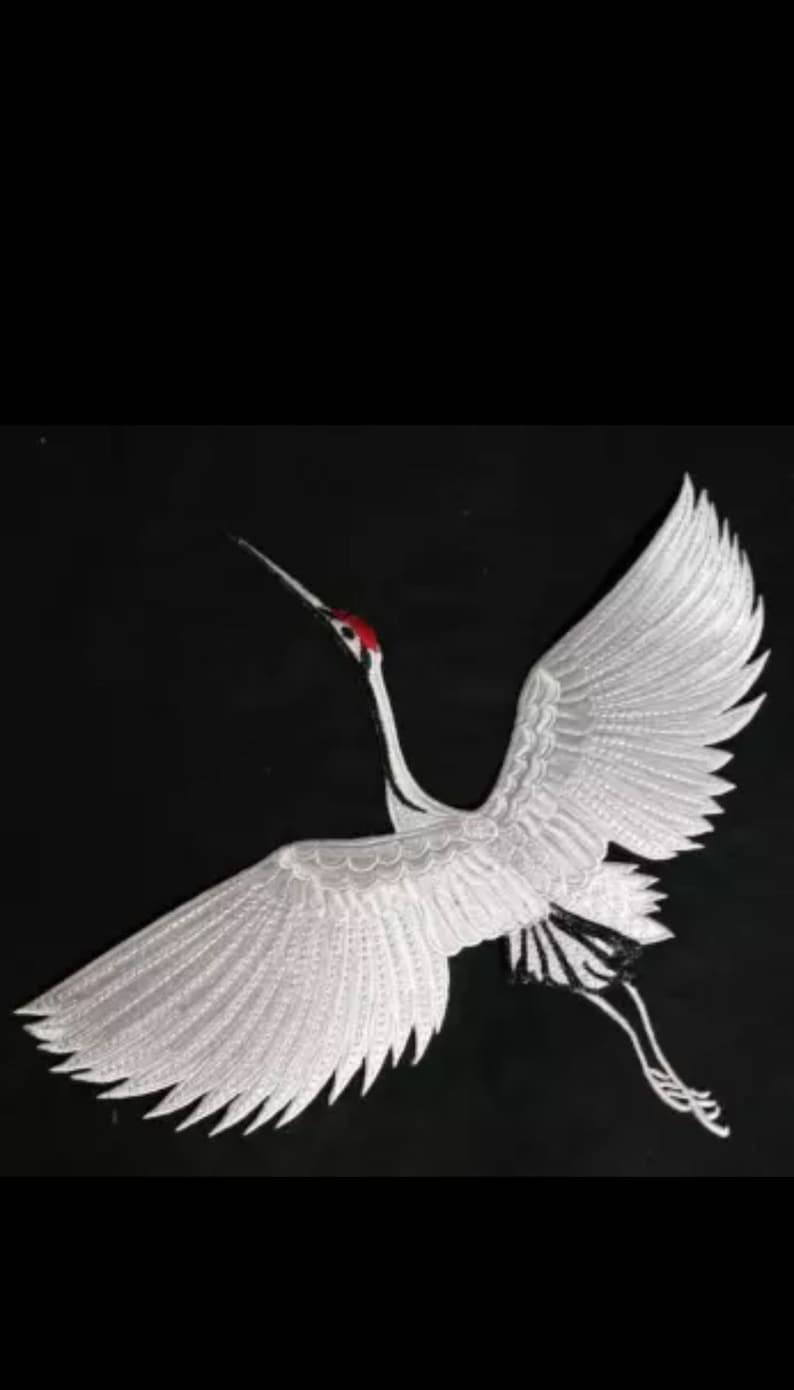 Crane patch embroidered applique clothing or jacket or coat decoration iron on patch image 10