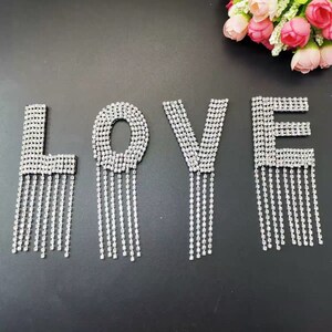 Rhinestone Letters With Tassels Patch Alphabet Embroidered Applique ...