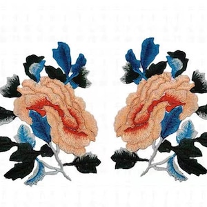 A pair embroidered flowers patch floral patch clothing decoration sewn on patches